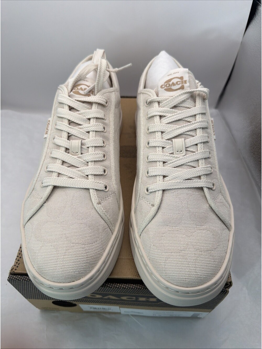 Coach Canvas Sneaker Chalk Low Top Shoes Women’s US 11B UK 9 EU 41.5 CAS55 NIB